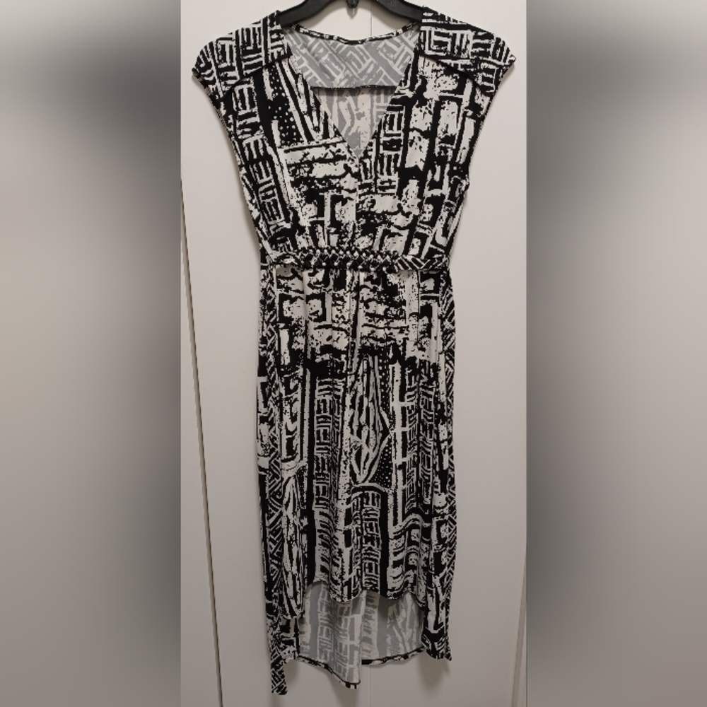 Sleeveless Black and White Dress